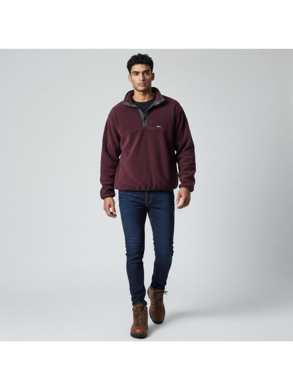 Vintage 90s Woolrich Polartec Maroon 1/4 Snap Fleece Pullover Mens Large USA